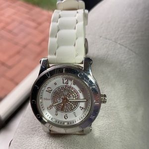 Vintage JUICY COUTURE White Crystal Silicone Band Watch